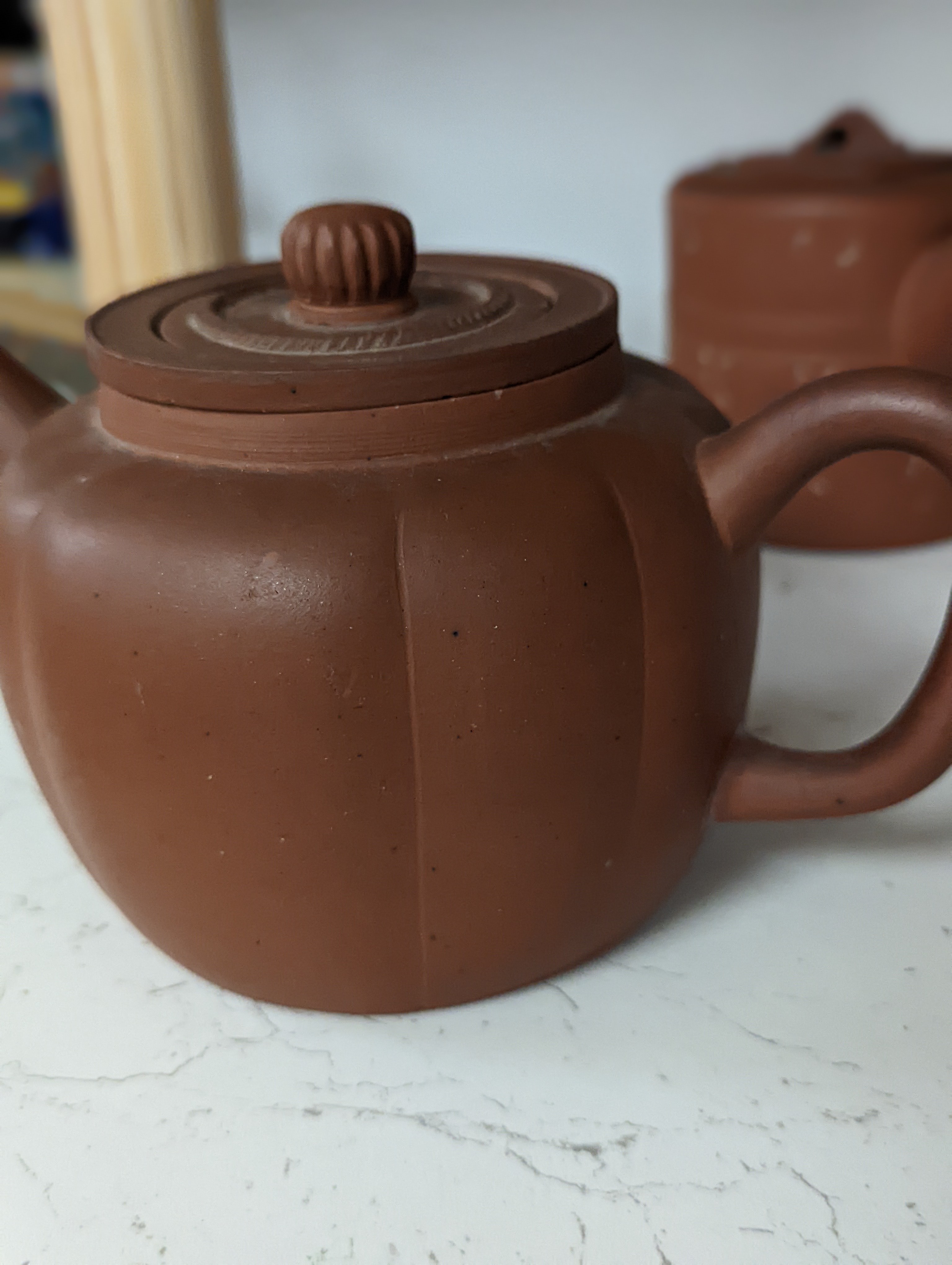 Six Chinese Yixing teapots, tallest 11cm